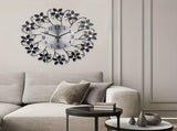 Black Blue Floral Wall Clock Crystal Wall Clock Silent Wall Clock Home Decor Clock Elegant V1347-115-BLU-95493