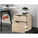 Artiss Filing Cabinet 2 Drawer Office Storage Organiser FURNI-O-CAB-2D-WD