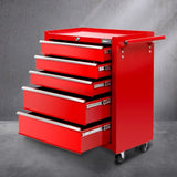 Giantz 5 Drawer Tool Box Cabinet Chest Trolley Box Garage Storage Toolbox Red TB-5DR-ROLL-RED