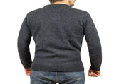 100% SHETLAND RAGG WOOL CREW Round Neck Knit JUMPER Pullover Mens Sweater Knitted - Navy - S V563-SW-CN-DNM45-S