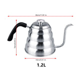 304 Stainless Steel Pour Over Coffee Gooseneck Kettle Teapot with Thermometer Home 1.2L V1294-YM0722-JY03666-02