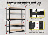 Giantz Garage Shelving 1.6X0.8m Warehouse Shelves Storage Rack Pallet Racking Black WR-E-8X16-BK