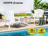 Gardeon Outdoor Chairs HDPE Adirondack Beach Chair Sun Lounge Patio Furniture Garden white FF-BEACH-HE-WH