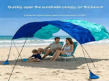 3x3m Blue Portable Wind-Powered Tent Sunshade Canopy Shelter with Sand Anchors for Family V888-ELOSUNG56749