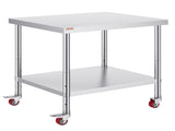 30x36x34 Inch Stainless Steel Work Table 3-Stage Adjustable Shelf with 4 Wheels Heavy Duty V952-CFGZT30X36X34YC01V0