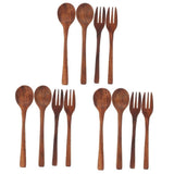 3-Piece Wooden Spoon and Fork Set Reusable Japanese Style Salad Forks Kitchen Utensils V1366-AZ2-W-13649