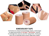 3 Pack Kinesiology Tape, 4in x 5.5yd Water Resistant Muscle Support Adhesive Sport Tape for Pain V1259-DP01-A-3128