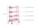 Levede 4 Tiers Kitchen Trolley Cart Pink HO0576-4-PK