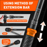 4Pc 3/8" Drive Click Torque Wrench Ratchet Socket Adaptor Extension WorkShop V465-81036