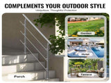 47.2in Handrails for Outdoor Steps 3 Crossbars Staircase for Porch Deck V952-BXGSLZFS120CCRS3EV0