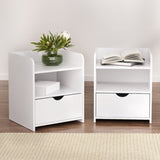Artiss 2X Bedside Table 1 Drawer with Shelf - FARA White FURNI-C-BS-TOGO-WHX2