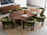 Artiss Dining Chairs Set of 6 Velvet Upholstered Barrel Chairs with Curved Armrests & Back Green UPHO-C-DIN-2553-GNX6