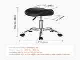 Saddle Rolling Stool, PU Leather Rolling Stool with Wheels, 360&deg Swivel Drafting Stool with V952-MADHSJSMADWK1IEB9V0