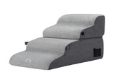i.Pet Dog Stairs and Bed 2-in-1 Sofa Car Foam Non-Slip Washable Pet Stairs Indoor Grey FDR-D-FOAM-4T-2IN1-GR