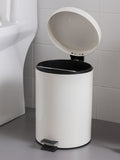 5L Round Lidded Trash Can Foot Pedal Garbage Bin for Kitchen Bathroom Hotel-White V1161-100815