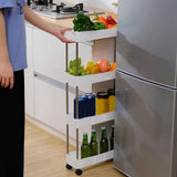 4-Tier Slim Storage Cart Bathroom Floor Standing Organizer Rolling Cart Corner Cabinet Shelving Unit V1369-AZ3-W-10217