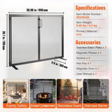 Fireplace Screen 1 Panel with Door, Sturdy Iron Mesh Fireplace Screen, 990MM Spark Guard V952-BLMHSJY3545I44JO4V0