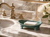 Vintage Bathtub Shaped Soap Dish, Cast Iron Sturdy Construction, Elevated Four Leaf Clover Drainage V1192-AZ-W-24682