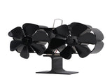 6 Blades Heat Powered Stove Fan Dual Head Fireplace Fan Home Non Electric Fan Black V1294-YM0512-3114220099911