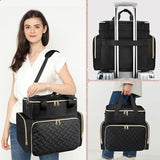 Large Capacity Nail Polish Organizer Bag Double Layer Portable Storage Case with Sponge Dividers for V1341-ZY-RC3Q6ANF-GREY