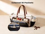 Insulated Lunch Tote Bag for Women Large Capacity Portable Cooler Handbag with Cup Holder and Bow, V1341-ZY-9V63JBJT-BROWN