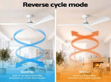 Devanti 52" Ceiling Fan Modern Minimalism 3 Blades 6 Speeds DC Motor Remote CF-C-52NL-3B-BM-WH