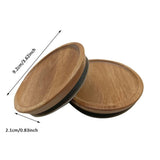 4 Pack 92mm Wide Mouth Acacia Wooden Mason Jar Lids with Food Grade Silicone Sealing Rings, Airtight V1369-AZ3-W-14662
