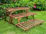 Pine Wood 3pcs Plant Stand Ladder Garden Flower Display V178-66994