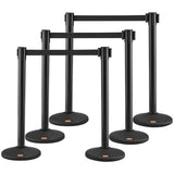 Crowd Control Stanchions, 6-Pack Crowd Control Barriers with 3PCS 6.5FT Black Retractable Belts, V952-ZGGLZHSSLZX6P36AJV0