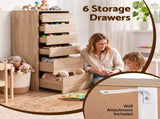 Artiss 2x Chest of 6 Drawers Dresser Tallboy Pine FURNI-N-CDR-6D-WD-ABX2
