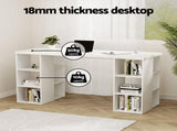 Artiss Office Desk & Set 150cm Computer Desk with 6 Storage Shelves & Ergonomic Cross Legged DESK-SHEF-150-2016-WH