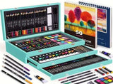 Black 175-Piece Deluxe Art Set with 2 Drawing Boards, Wax Crayons, Acrylic Paints, Colored Pencils, V1106-MSHB175003
