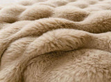 Brown Luxury Tuscany Fleece Rabbit Fur Bubble Blanket - Double-Sided Thickened Soft Plush Extra V888-ELOSUNG49328
