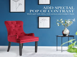 2X French Provincial Dining Chair Ring Studded Velvet Rubberwood Leg LISSE BORDEAUX RED V274-FT-VFC-1141-RD2