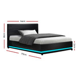 Artiss Bed Frame King Single Size LED Gas Lift Black LUMI BFRAME-G-LED-LUMI-KS-BK-ABC