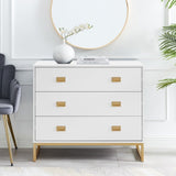 Sarantino Amara Chest of Drawers Tallboy Dresser in White Gold CHE-90L-05-WHG