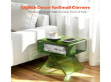 Acrylic Nightstand Side Table, Modern Clear Bedside Table with Storage Shelf, Transparent Small End V952-YKLZBZYTSJXESLMY4001V0