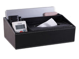 Multifunction Tissue Box Black Multiple Compartments Durable PU Leather Rectangular Tissue Box Cover V1294-YM0706-3117230244811