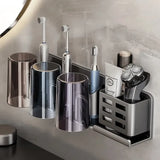 2nd Gen Space Aluminium Toothbrush Holder Drill-Free PLUS Upgrade Large Capacity, Bottom V1385-YSBJ-ZM-002