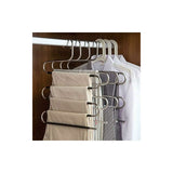 6 Pack Shaped Stainless Steel Non-Slip Pants Hangers For Jeans Scarf Trousers - Black V1188-MS-227-1073