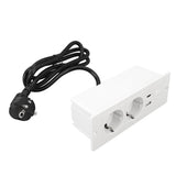 Recessed Power Strip 3 in 1 USB Type C Socket Embedded Desktop Outlet with Switch and Cable for V1294-YM0901-3114240087411