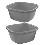 Grey Plastic Dish Pan and Foot Washing Bucket Set of 2 - Multi-Purpose Household Utility Basins for V1192-AZ-W-22412