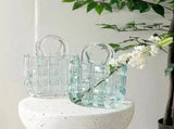 Glass Vase Transparent Hand Basket Living Room Flower Arrangement Creative Bag Fish Tank V1294-YM0521-230531MQ05-5