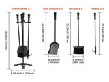 Fireplace Tool Set, 4 PCS Fire Tool Set and Holder with Three-Prong Stand, Ash Shovel, Brush, Fire V952-BLGJTJ4JTSZGOB6QI001V0
