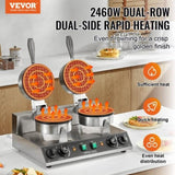 VEVOR Commercial Waffle Maker, Dual-Head Round Waffle Baker Machine, 2460W Non-Stick Stainless Steel V952-SYBLSHFBJZYBC5B6EV3