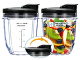 Replacement Ninja Blender Cup Compatible with 32oz 24oz 18oz BL480 BL482,2Pcs 18oz Blender Cups & V1221-XM-LB8214-GM231