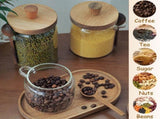 600ml Storage Container with Wooden Lid and Spoon Airtight Moisture-Proof Food Keeper for V1258-DP02-BOL-471