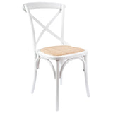 Aster Crossback Dining Chair Set of 2 Solid Birch Timber Wood Ratan Seat - White V315-VOD-CAFE-02-2PC-KIT