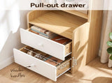 Artiss 6 Tiers Bookshelf with 2 Drawer Storage Shelf Pine FUR-L-DS-6T2DR-WD