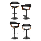 Artiss 4x Bar Stools Gas Lift Leather w/Armrest All Black BA-TW-8006B-BKX4